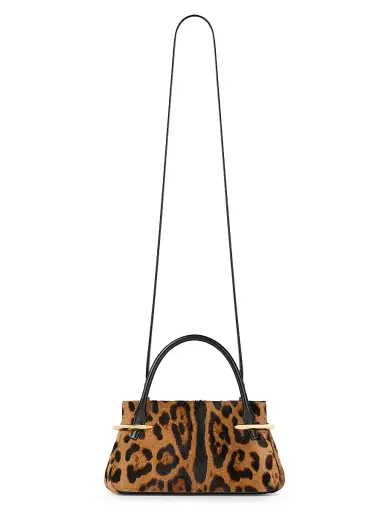 Givenchy Women's Mini Pinch Top Handle Bag in Pony Effect Leather with Leopard Pattern - Black Beige | Thumbnail 4