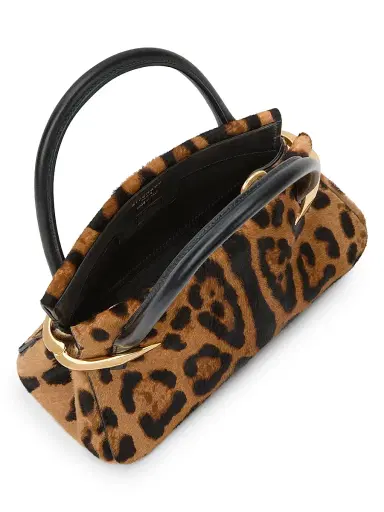 Givenchy Women's Mini Pinch Top Handle Bag in Pony Effect Leather with Leopard Pattern - Black Beige | Thumbnail 5
