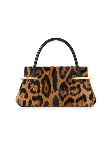 Givenchy Women's Mini Pinch Top Handle Bag in Pony Effect Leather with Leopard Pattern - Black Beige | Thumbnail 1
