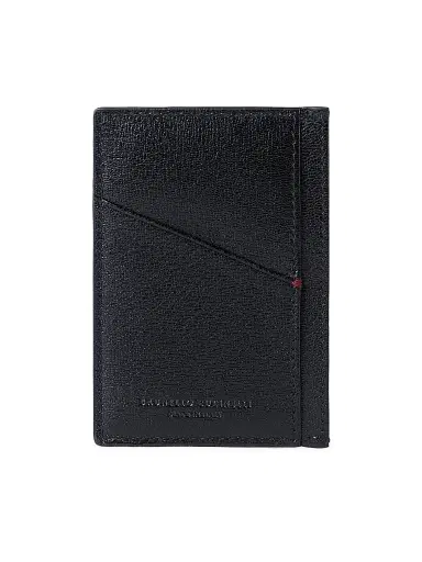 Brunello Cucinelli Men's Grained Leather Card Holder - Black | Thumbnail 3 Brunello Cucinelli Men's Grained Leather Card Holder - Black | Thumbnail 3