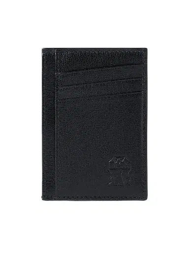 Brunello Cucinelli Men's Grained Leather Card Holder - Black | Thumbnail 1 Brunello Cucinelli Men's Grained Leather Card Holder - Black | Thumbnail 1