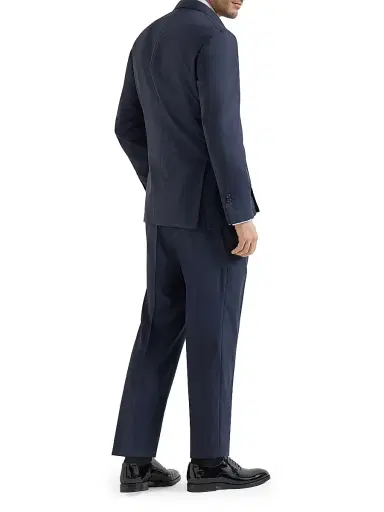 Brunello Cucinelli Men's Tuxedo with One and a Half Breasted Jacket and Double Pleated Trousers - Navy Blue - Size 46 | Thumbnail 3