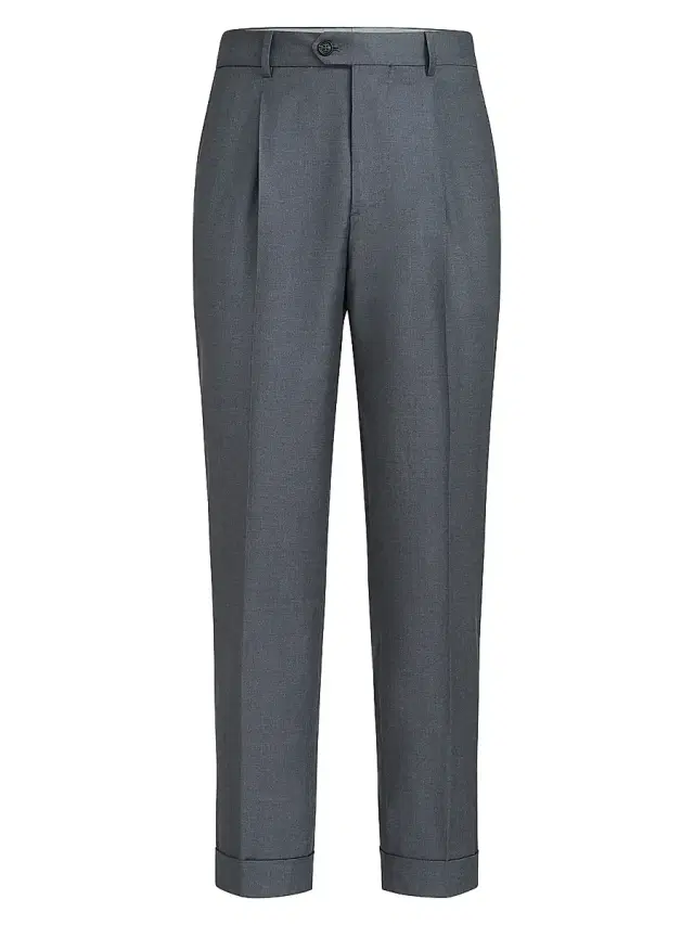 Brunello Cucinelli Men's Super 150s Virgin Wool Four Season Batavia Trousers - Medium Grey