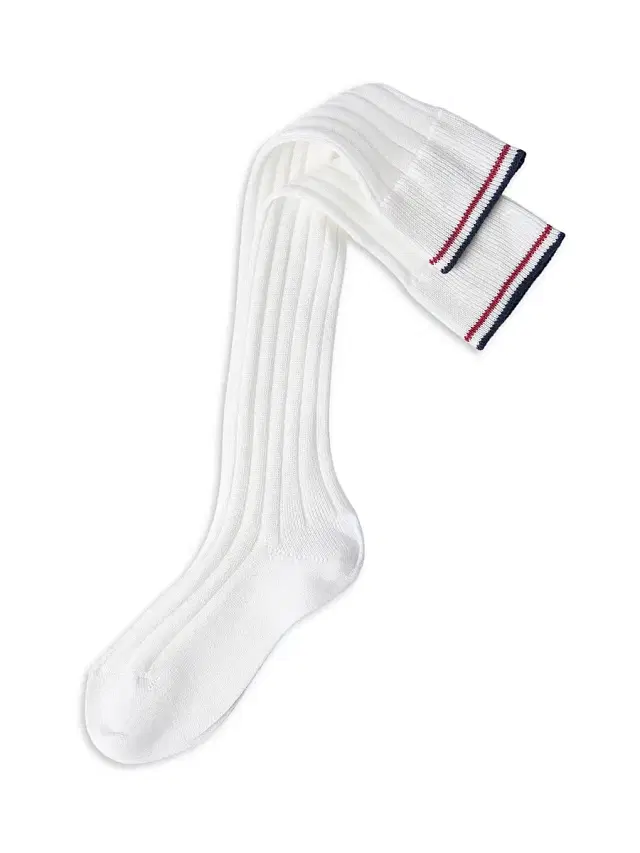 Women's Cotton Rib Knit Socks with Stripes - White