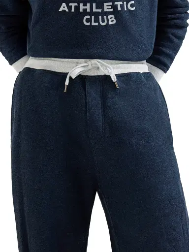 Brunello Cucinelli Men's Cotton and Linen Mélange French Terry Trousers - Navy Blue | Thumbnail 5 Brunello Cucinelli Men's Cotton and Linen Mélange French Terry Trousers - Navy Blue | Thumbnail 5