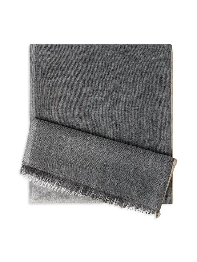 Brunello Cucinelli Men's Cashmere and Silk Color Block Scarf - Lead