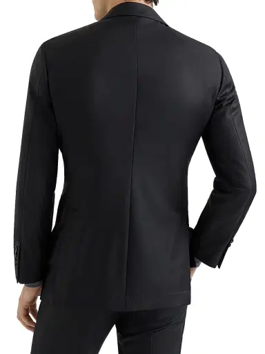 Brunello Cucinelli Men's Super 150s Virgin Wool Four Season Batavia Twill Blazer - Black - Size 40 | Thumbnail 3
