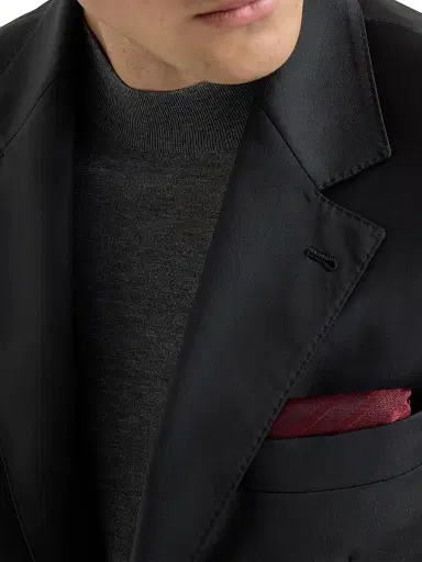 Brunello Cucinelli Men's Super 150s Virgin Wool Four Season Batavia Twill Blazer - Black - Size 40 | Thumbnail 5