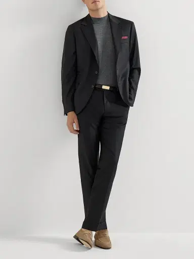 Brunello Cucinelli Men's Super 150s Virgin Wool Four Season Batavia Twill Blazer - Black - Size 40 | Thumbnail 6