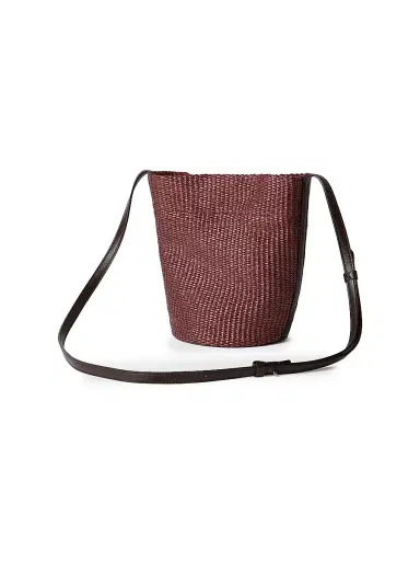 Brunello Cucinelli Women's Sartorial Small Bucket Bag in Techno Raffia - Bordeaux | Thumbnail 3