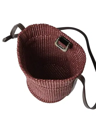 Brunello Cucinelli Women's Sartorial Small Bucket Bag in Techno Raffia - Bordeaux | Thumbnail 5