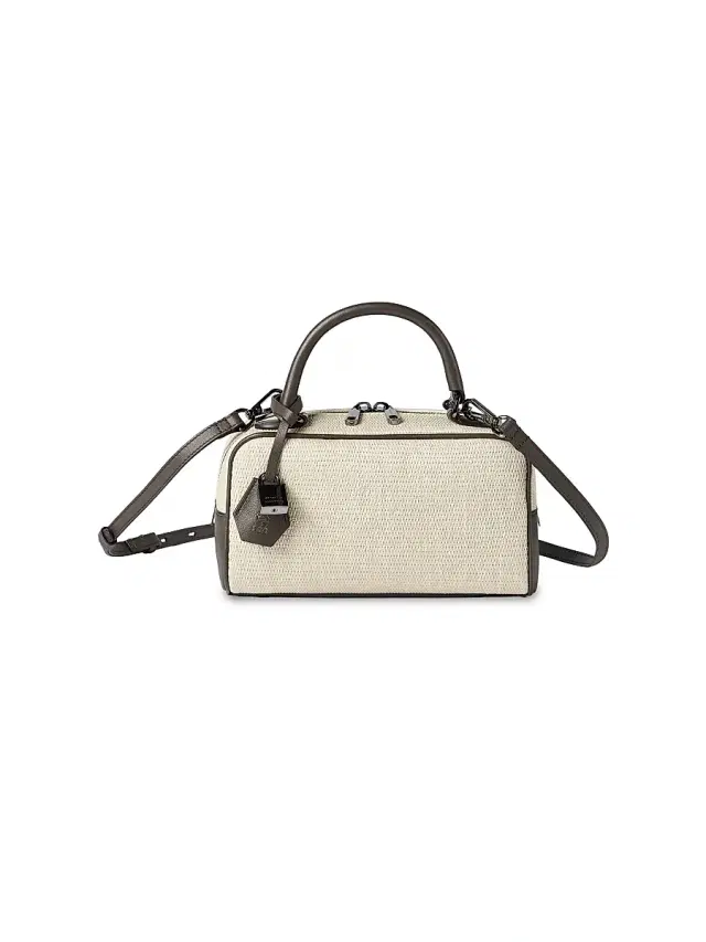 Women's Explorer  Boston Top Handle Bag in Techno Raffia and Leather - Rope