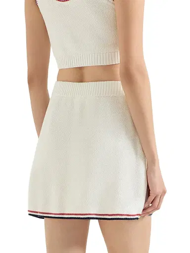 Brunello Cucinelli Women's Cotton Piqué Effect Knit Mini Skirt - Panama | Thumbnail 4