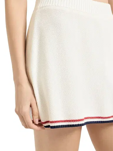 Brunello Cucinelli Women's Cotton Piqué Effect Knit Mini Skirt - Panama | Thumbnail 5