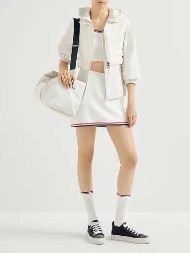 Brunello Cucinelli Women's Cotton Piqué Effect Knit Mini Skirt - Panama | Thumbnail 6