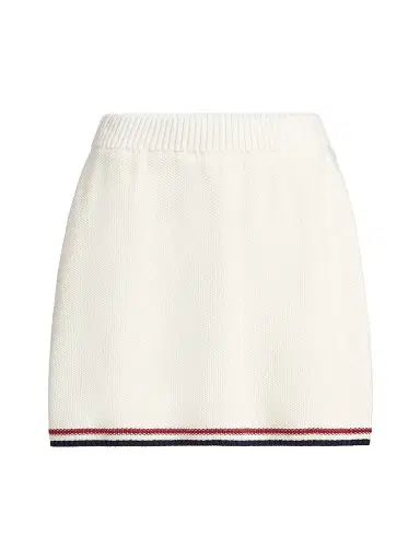 Brunello Cucinelli Women's Cotton Piqué Effect Knit Mini Skirt - Panama | Thumbnail 1
