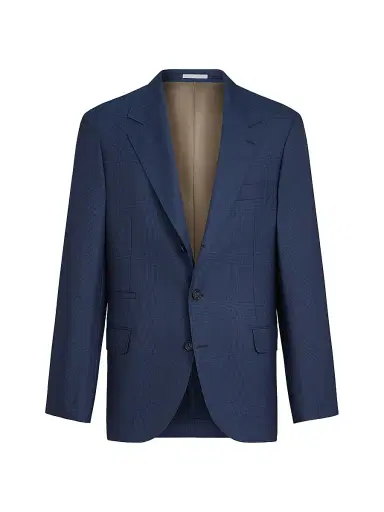 Brunello Cucinelli Men's Super 150s Virgin Wool Prince of Wales Jacket - Blue - Size 48 | Thumbnail 2 Brunello Cucinelli Men's Super 150s Virgin Wool Prince of Wales Jacket - Blue - Size 48 | Thumbnail 2