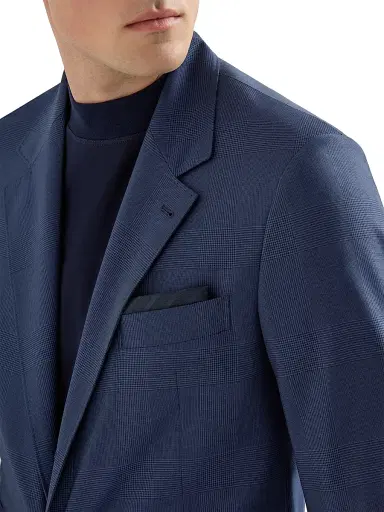 Brunello Cucinelli Men's Super 150s Virgin Wool Prince of Wales Jacket - Blue - Size 48 | Thumbnail 5 Brunello Cucinelli Men's Super 150s Virgin Wool Prince of Wales Jacket - Blue - Size 48 | Thumbnail 5