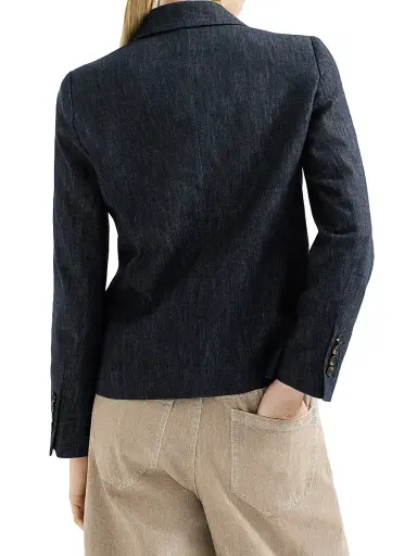 Brunello Cucinelli Women's Cotton Denim Effect Twill Blazer - Dark Denim - Size 0 | Thumbnail 4 Brunello Cucinelli Women's Cotton Denim Effect Twill Blazer - Dark Denim - Size 0 | Thumbnail 4