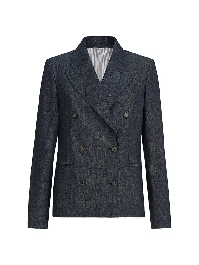 Brunello Cucinelli Women's Cotton Denim Effect Twill Blazer - Dark Denim