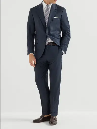 Brunello Cucinelli Men's Super 150s Virgin Wool Four Season Batavia Trousers - Navy Blue - Size 44 | Thumbnail 6