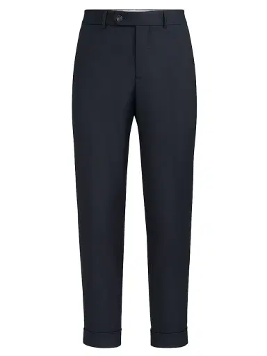 Brunello Cucinelli Men's Super 150s Virgin Wool Four Season Batavia Trousers - Navy Blue - Size 44 | Thumbnail 1