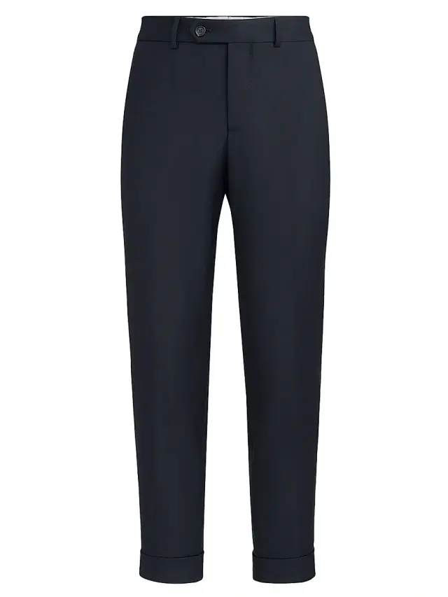 Brunello Cucinelli Men's Super 150s Virgin Wool Four Season Batavia Trousers - Navy Blue
