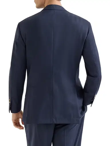 Brunello Cucinelli Men's Virgin Wool Chevron Tailor Blazer with Peak Lapels - Navy Blue | Thumbnail 4 Brunello Cucinelli Men's Virgin Wool Chevron Tailor Blazer with Peak Lapels - Navy Blue | Thumbnail 4