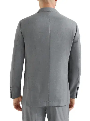 Brunello Cucinelli Men's Virgin Wool and Silk Lightweight Hopsack Blazer - Grey - Size 48 | Thumbnail 3