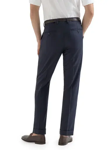 Brunello Cucinelli Men's Lightweight Cashmere Trousers - Navy Blue - Size 46 | Thumbnail 3