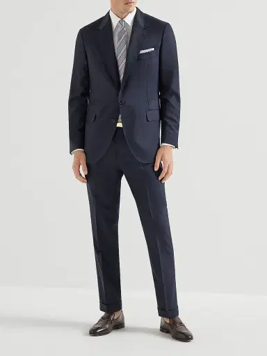 Brunello Cucinelli Men's Lightweight Cashmere Trousers - Navy Blue - Size 46 | Thumbnail 6