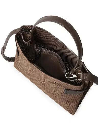 Brunello Cucinelli Women's Essence Top Handle Bag in Sparkling Net Leather with Monili - Brown | Thumbnail 5 Brunello Cucinelli Women's Essence Top Handle Bag in Sparkling Net Leather with Monili - Brown | Thumbnail 5