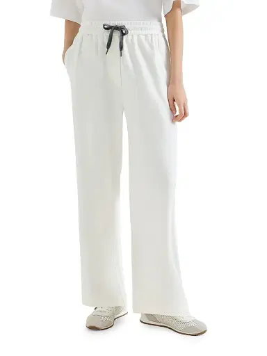 Brunello Cucinelli Women's Techno Cotton Piqué Track Trousers - White - Size XXXL | Thumbnail 2