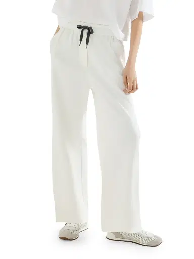 Brunello Cucinelli Women's Techno Cotton Piqué Track Trousers - White - Size XXXL | Thumbnail 3