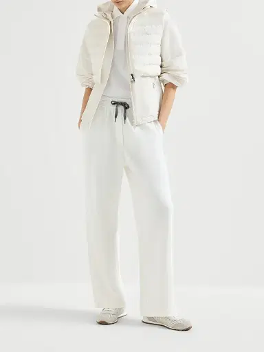 Brunello Cucinelli Women's Techno Cotton Piqué Track Trousers - White - Size XXXL | Thumbnail 6