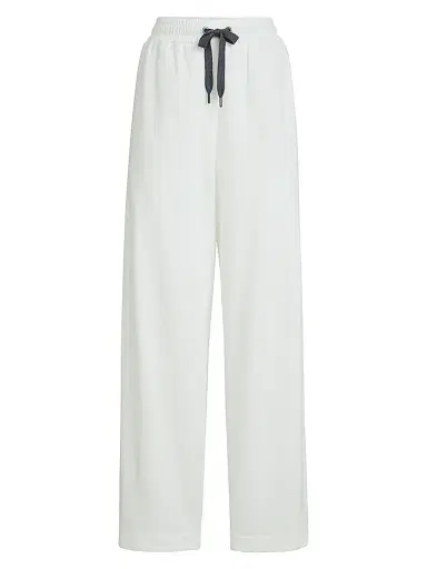 Brunello Cucinelli Women's Techno Cotton Piqué Track Trousers - White - Size XXXL | Thumbnail 1