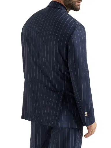 Brunello Cucinelli Men's One and a Half Breasted Blazer in Super 150s Virgin Wool - Blue - Size 38 | Thumbnail 3