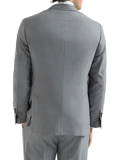 Brunello Cucinelli Men's Virgin Wool and Silk Lightweight Hopsack One and a Half Breasted Blazer - Grey - Size 48 | Thumbnail 3 Brunello Cucinelli Men's Virgin Wool and Silk Lightweight Hopsack One and a Half Breasted Blazer - Grey - Size 48 | Thumbnail 3