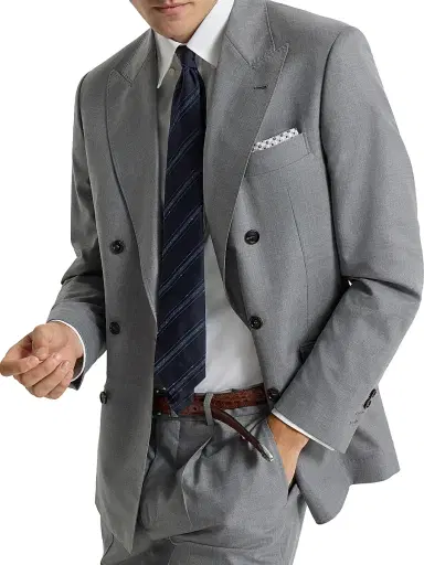 Brunello Cucinelli Men's Virgin Wool and Silk Lightweight Hopsack One and a Half Breasted Blazer - Grey - Size 48 | Thumbnail 4 Brunello Cucinelli Men's Virgin Wool and Silk Lightweight Hopsack One and a Half Breasted Blazer - Grey - Size 48 | Thumbnail 4