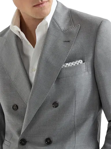 Brunello Cucinelli Men's Virgin Wool and Silk Lightweight Hopsack One and a Half Breasted Blazer - Grey - Size 48 | Thumbnail 5 Brunello Cucinelli Men's Virgin Wool and Silk Lightweight Hopsack One and a Half Breasted Blazer - Grey - Size 48 | Thumbnail 5