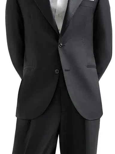 Brunello Cucinelli Men's Tuxedo with Peak Lapel Jacket and Trousers with Pleats - Black - Size 38 | Thumbnail 4