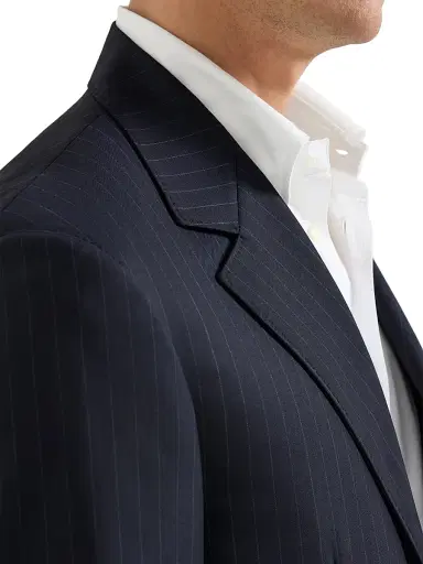 Brunello Cucinelli Men's Virgin Wool Chalk Stripe Batavia Blazer - Navy Blue - Size 46 | Thumbnail 5