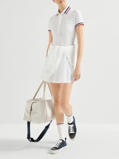 Brunello Cucinelli Women's Stretch Cotton Piqué Mini Dress with Logo | Thumbnail 6 Brunello Cucinelli Women's Stretch Cotton Piqué Mini Dress with Logo | Thumbnail 6