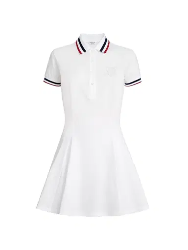 Brunello Cucinelli Women's Stretch Cotton Piqué Mini Dress with Logo | Thumbnail 1 Brunello Cucinelli Women's Stretch Cotton Piqué Mini Dress with Logo | Thumbnail 1
