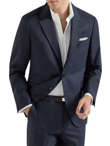 Brunello Cucinelli Men's Lightweight Cashmere Blazer - Navy Blue - Size 46 | Thumbnail 2
