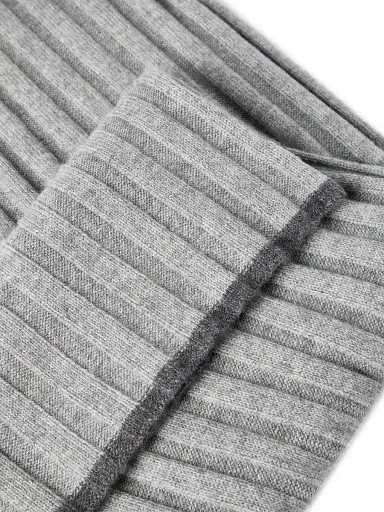 Brunello Cucinelli Men's Cashmere Rib Knit Scarf - Light Grey | Thumbnail 3 Brunello Cucinelli Men's Cashmere Rib Knit Scarf - Light Grey | Thumbnail 3