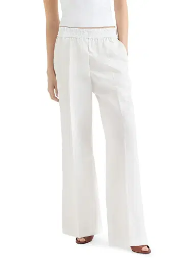 Brunello Cucinelli Women's Techno Cotton Poplin Loose Track Trousers - White - Size 10 | Thumbnail 2