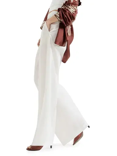 Brunello Cucinelli Women's Techno Cotton Poplin Loose Track Trousers - White - Size 10 | Thumbnail 3