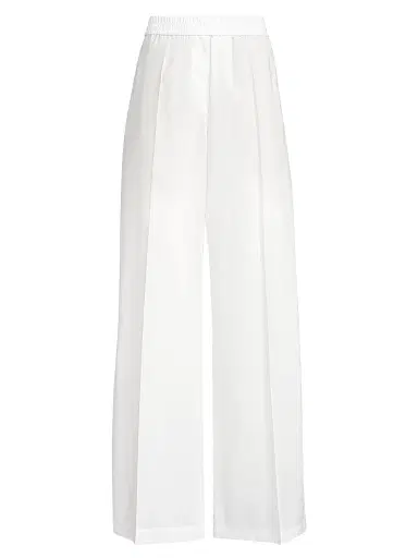 Brunello Cucinelli Women's Techno Cotton Poplin Loose Track Trousers - White - Size 10 | Thumbnail 1