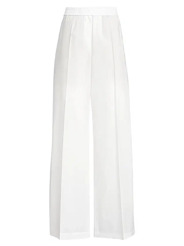 Brunello Cucinelli Women's Techno Cotton Poplin Loose Track Trousers - White